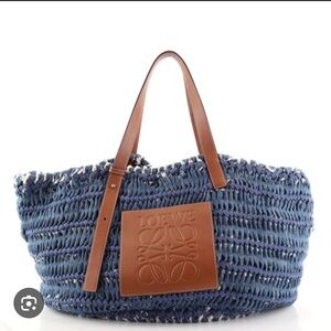 LOEWE Anagram Tote Bag Denim Leather Women